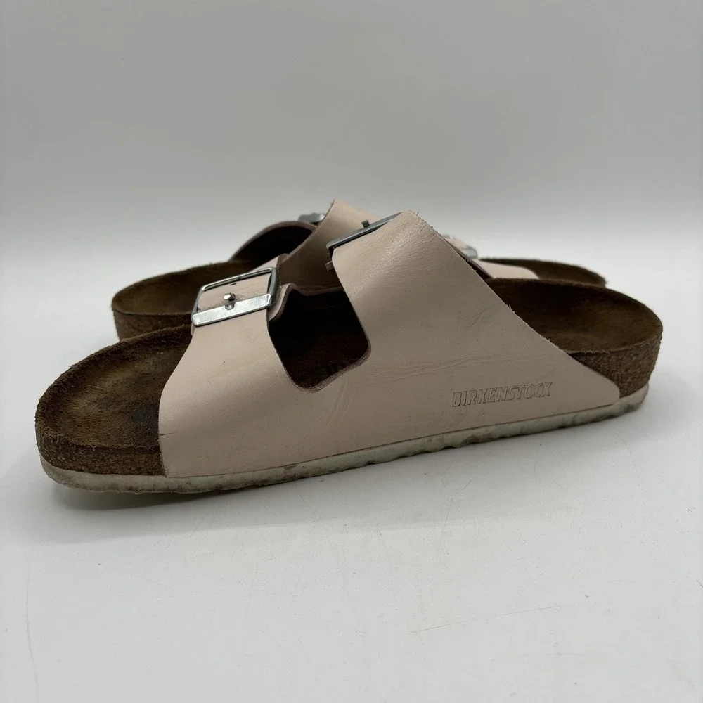 Birkenstock Arizona Birko Flor‎ Beige Nude Patent Sandals Women's Size 37 US 6
